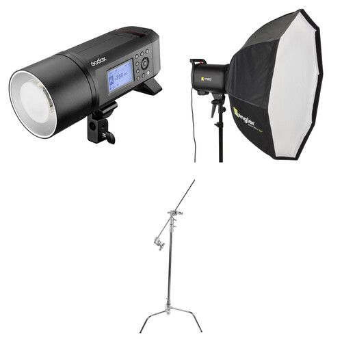 Godox Studio Flash Monolight Kit 600W Battery-Powered Monolight with Softbox and C-Stand AD600Pro Witstro