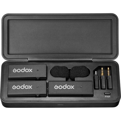Godox Wireless Microphone System 2-Person MoveLink Mini LT KIT 2 for Cameras and Smartphones (Classic Black)