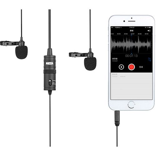 BOYA Dual Omnidirectional Lavalier Universal Auxiliary Microphone with 4m/13ft Cable BY-M1DM