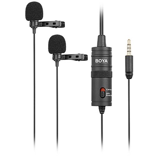 BOYA Dual Omnidirectional Lavalier Universal Auxiliary Microphone with 4m/13ft Cable BY-M1DM