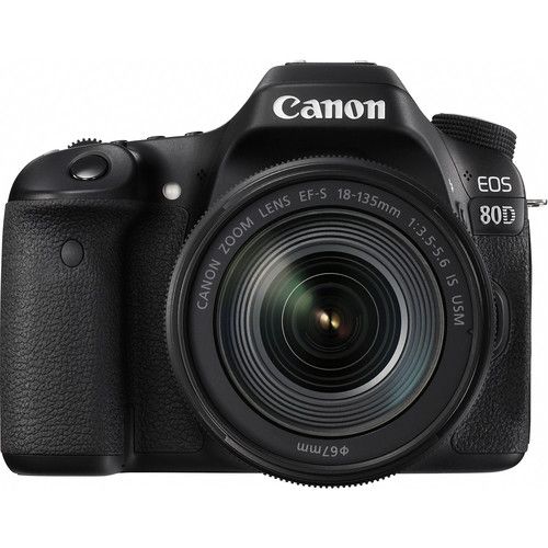 Canon DSLR Camera Kit 24.2MP APS-C EOS 80D with EF-S18-135mm f/3.5-5.6 IS USM Lens 1263C006