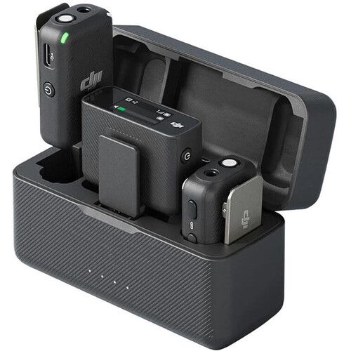 DJI Wireless Microphone System Mic with 2TX 1RX and Charging Case for Cameras and Phones