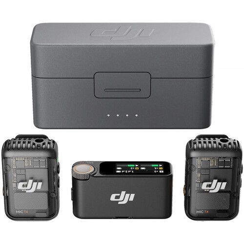 DJI Wireless Microphone System 2-Person Mic 2 with 2TX 1RX and Charging Case for Cameras and Phones