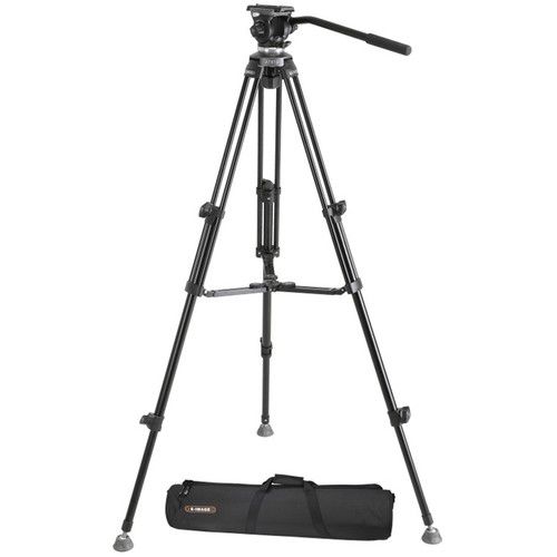 E-Image Tripod Kit EK610 with Professional Compact Tripod AT610 and Fluid Head EH610