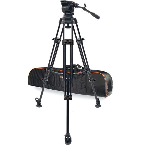 E-Image Tripod Kit EI-7080-AA with 2-Stage Aluminum Tripod and Fluid Head