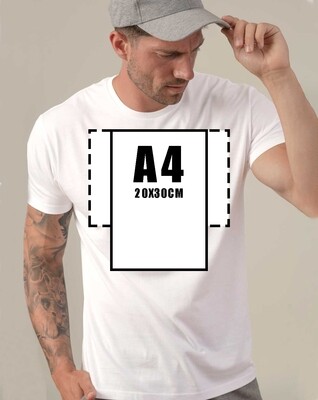 Camiseta blanca personalizada A4