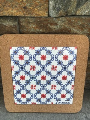 Azulejo Trivet (White/Red Tiles)