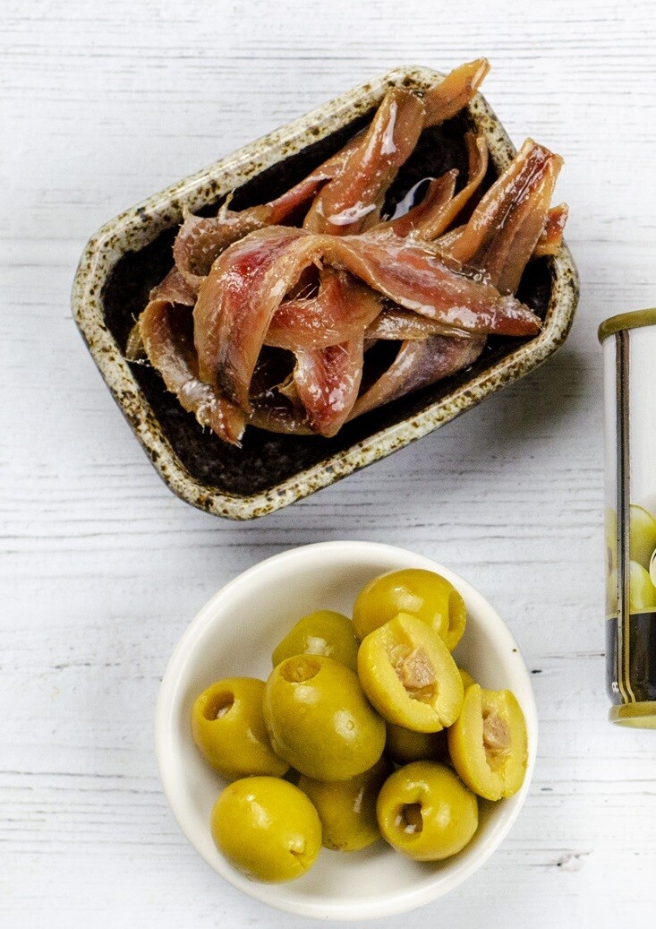 Manzanilla Green Olives Pitted &amp; Stuffed w/t Anchovies 300gr