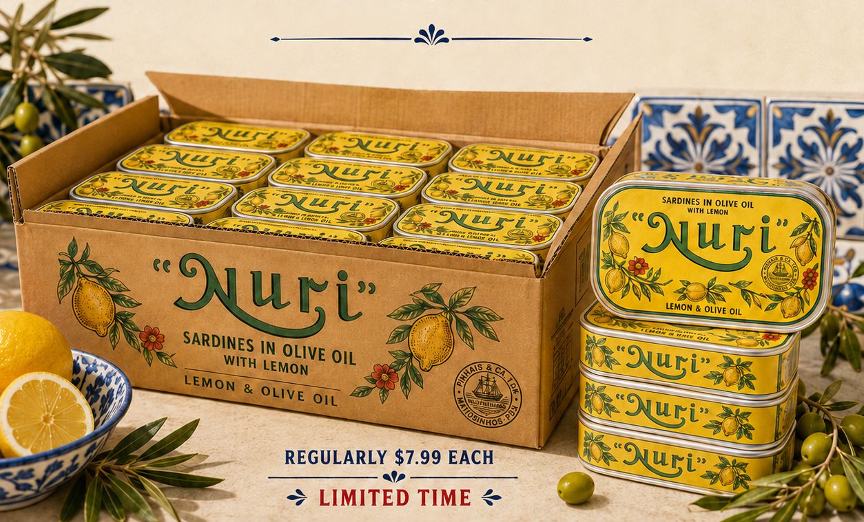Nuri Portuguese Sardines (4.3 oz) Lemon in Olive Oil Only [BULK] 34 Cans (Free Shipping this Item) EXPIRE 12 2031 (On Sale)