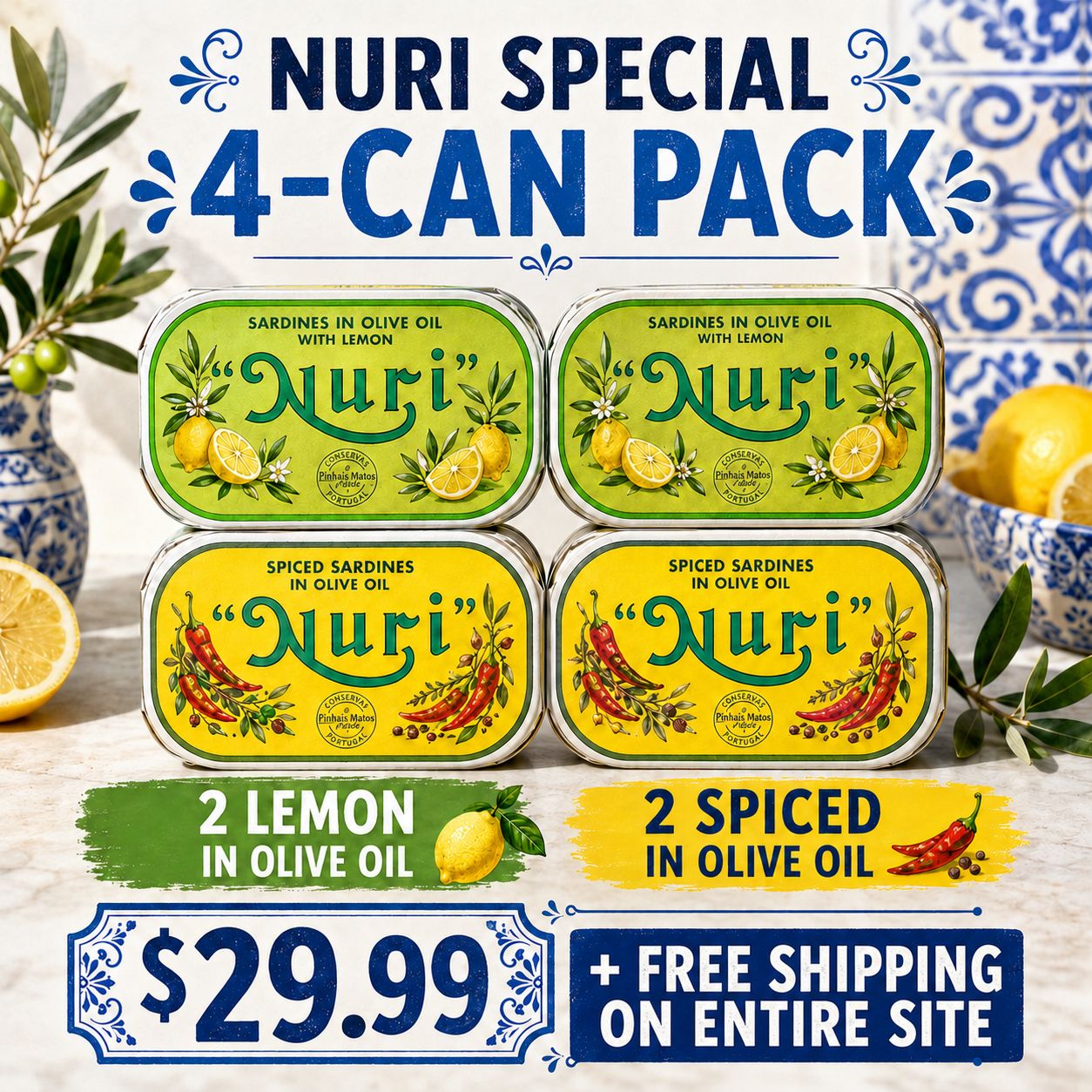 4 Nuri Portuguese Sardines (4.3 oz)  (+Free Shipping Entire Site)