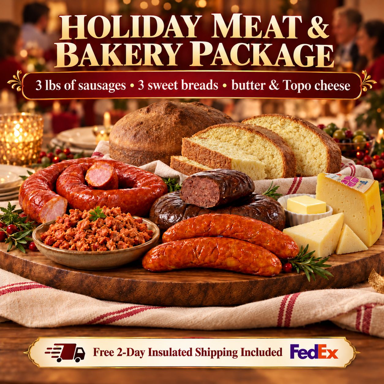 Holiday Meats Cheese Butter &amp; Bread Box