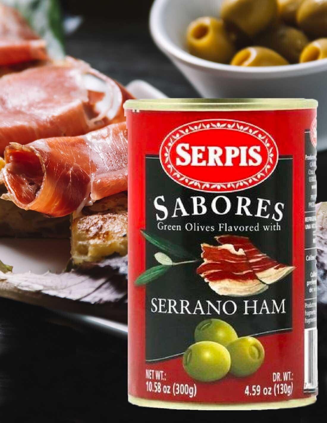 Manzanilla Green Olives Pitted &amp; Stuffed w/t Serrano Ham 300gr