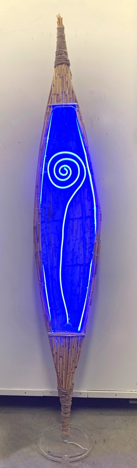 Soul Canoe #3 - Spiral - 92"x15"x10.5" - Bamboo and LEDs