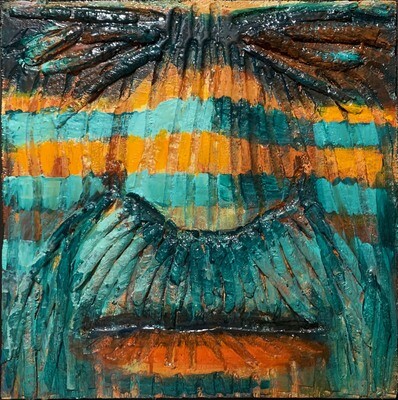 Dreamer Series 13 - 24"x24" - Mixed Media on Carved and Reassembled Wood