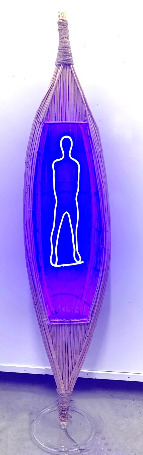Soul Canoe #2 - Man - 72"x15"x8" - Willow with LEDs