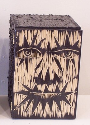 Treasure Box #29 - 8"x5"x6" Closed / 8"x10"x6" Opened - Acrylic on Carved Wood