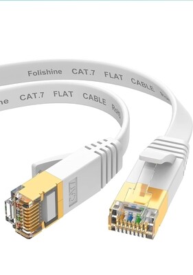 Cat 7 Ethernet Cable 15 ft, High Speed Internet Network Cable with Gold Plated RJ45 Connector, Shielded Flat Patch Cord LAN Wire for Ethernet Network Switch, Faster Than Cat5e/Cat5/Cat6/Cat6e-White | TVQuip.com