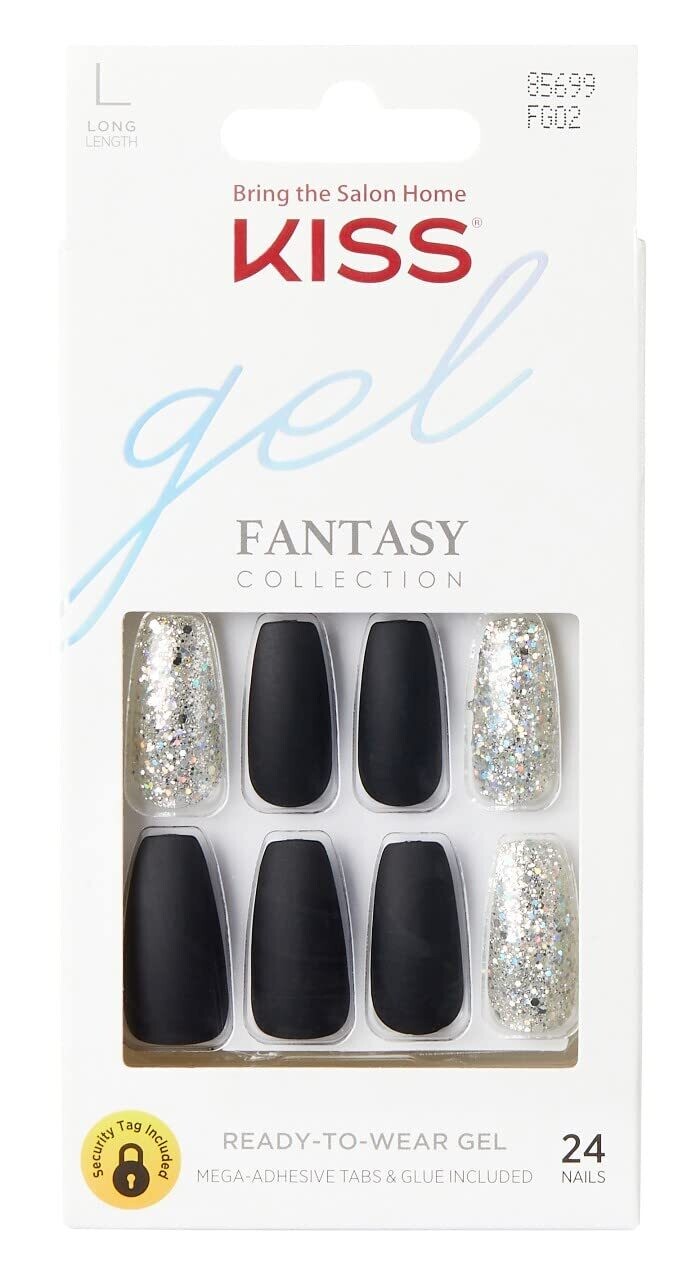 Kiss Gel Fantasy Black and Silver Glitter