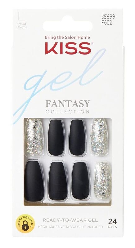 Kiss Gel Fantasy Black and Silver Glitter