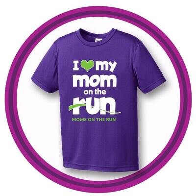 Kids Tee Purple - I LOVE MY MOM ON THE RUN