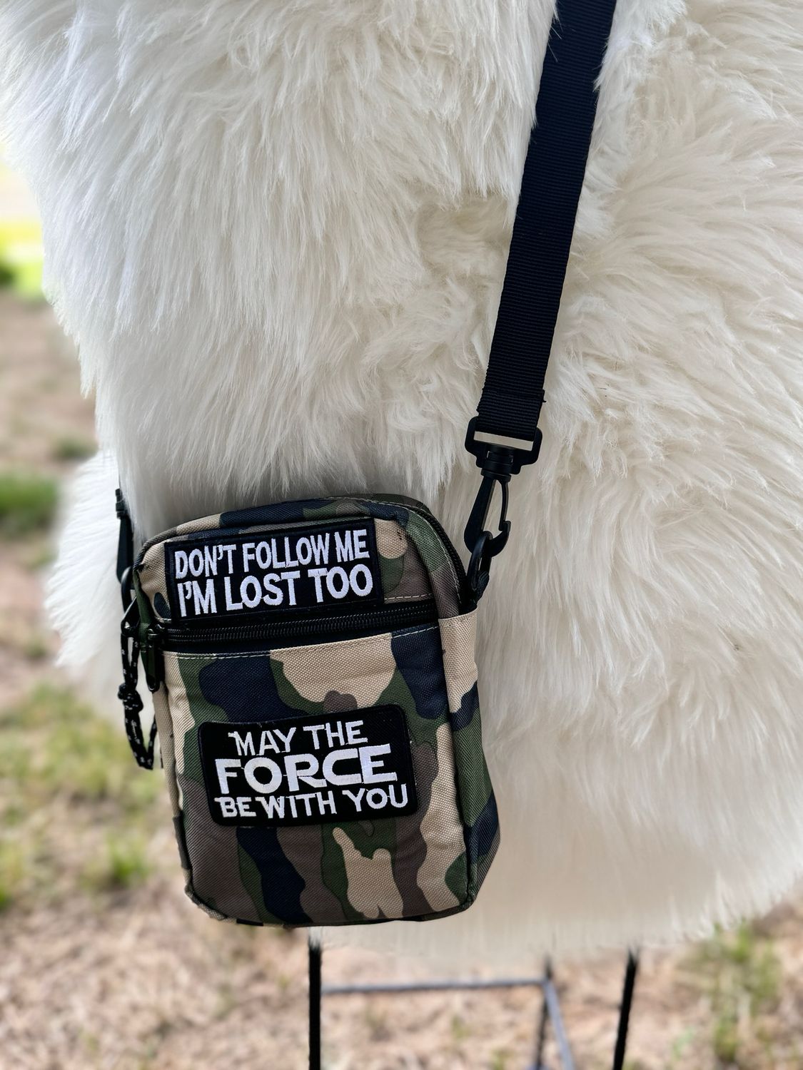 PATCHWORKZ: Camo Crossbody Bag With Patches