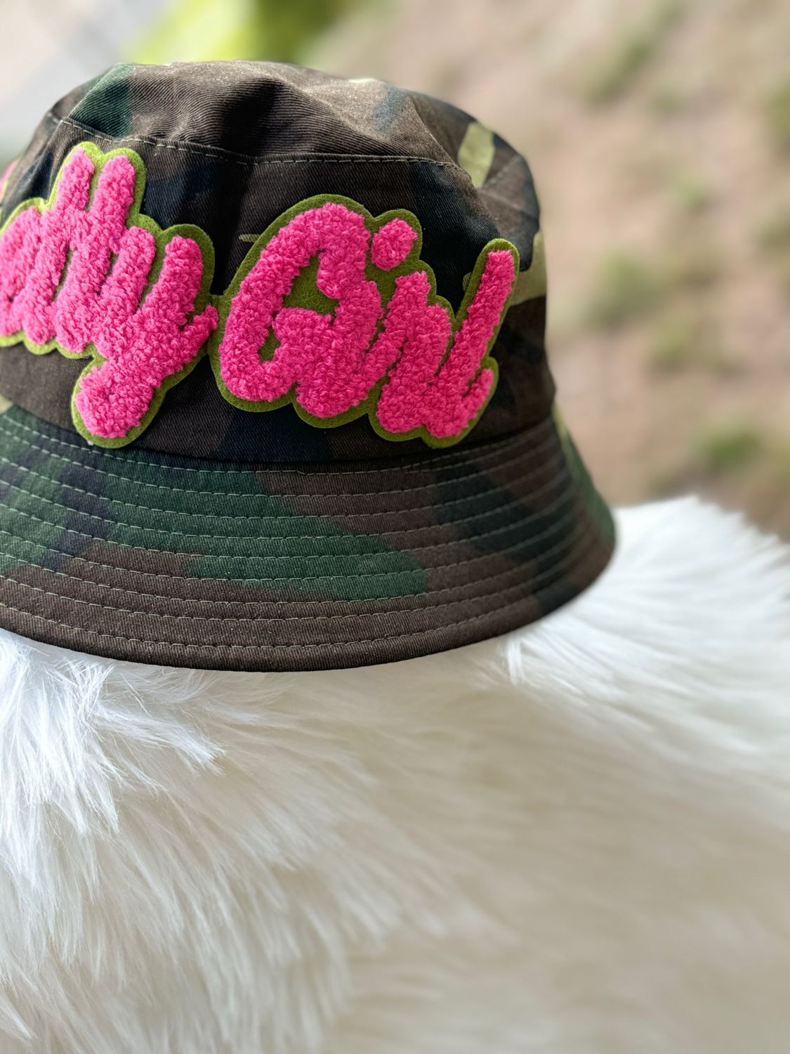 PATCHWORKZ: Camo Bucket Hat With Large Patch