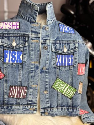 PATCHWORKZ: HBCU Themed Handmade Patches. Denim Jacket With Stitched Patches
