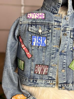 PATCHWORKZ: HBCU Themed Handmade Patches. Denim Jacket With Stitched Patches