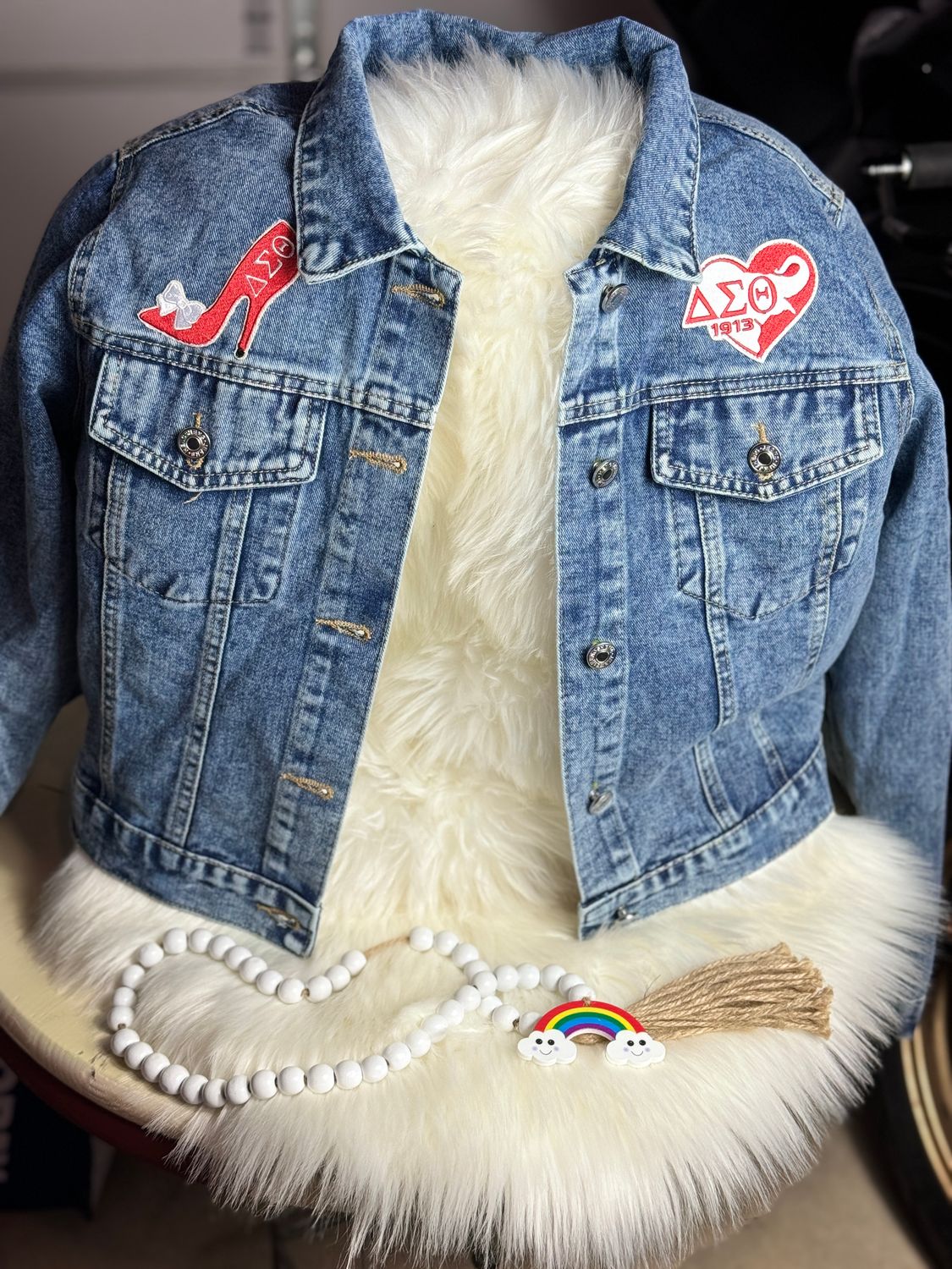 PATCHWORKZ: Delta sigma theta hand made back large patch with embroidered pacth on from from authorized Delta seller.