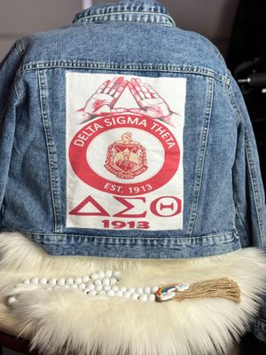 PATCHWORKZ: Delta sigma theta hand made back large patch with embroidered pacth on from from authorized Delta seller.