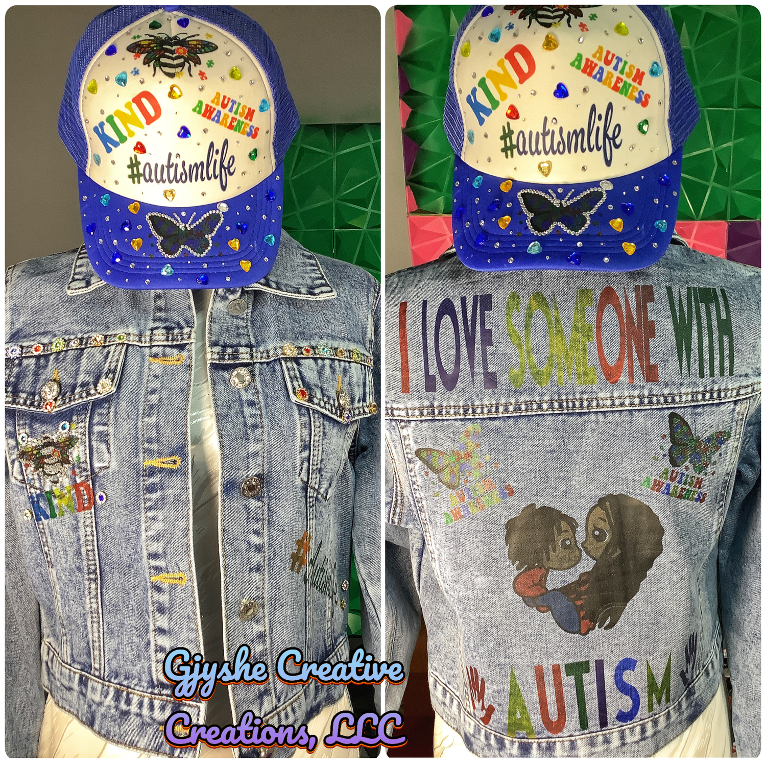 Patchworkz: Autism Awareness DTF Denim Jacket and hat