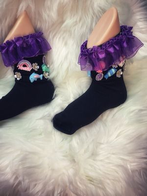 Girl Embellished Ruffle  Charm Socks