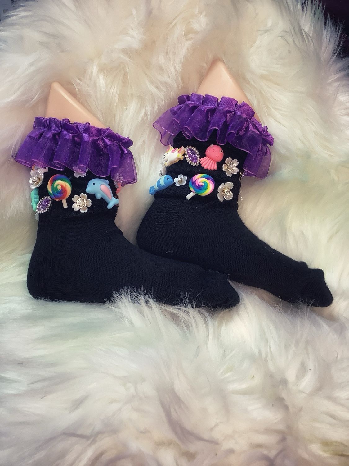 Girl Embellished Ruffle  Charm Socks