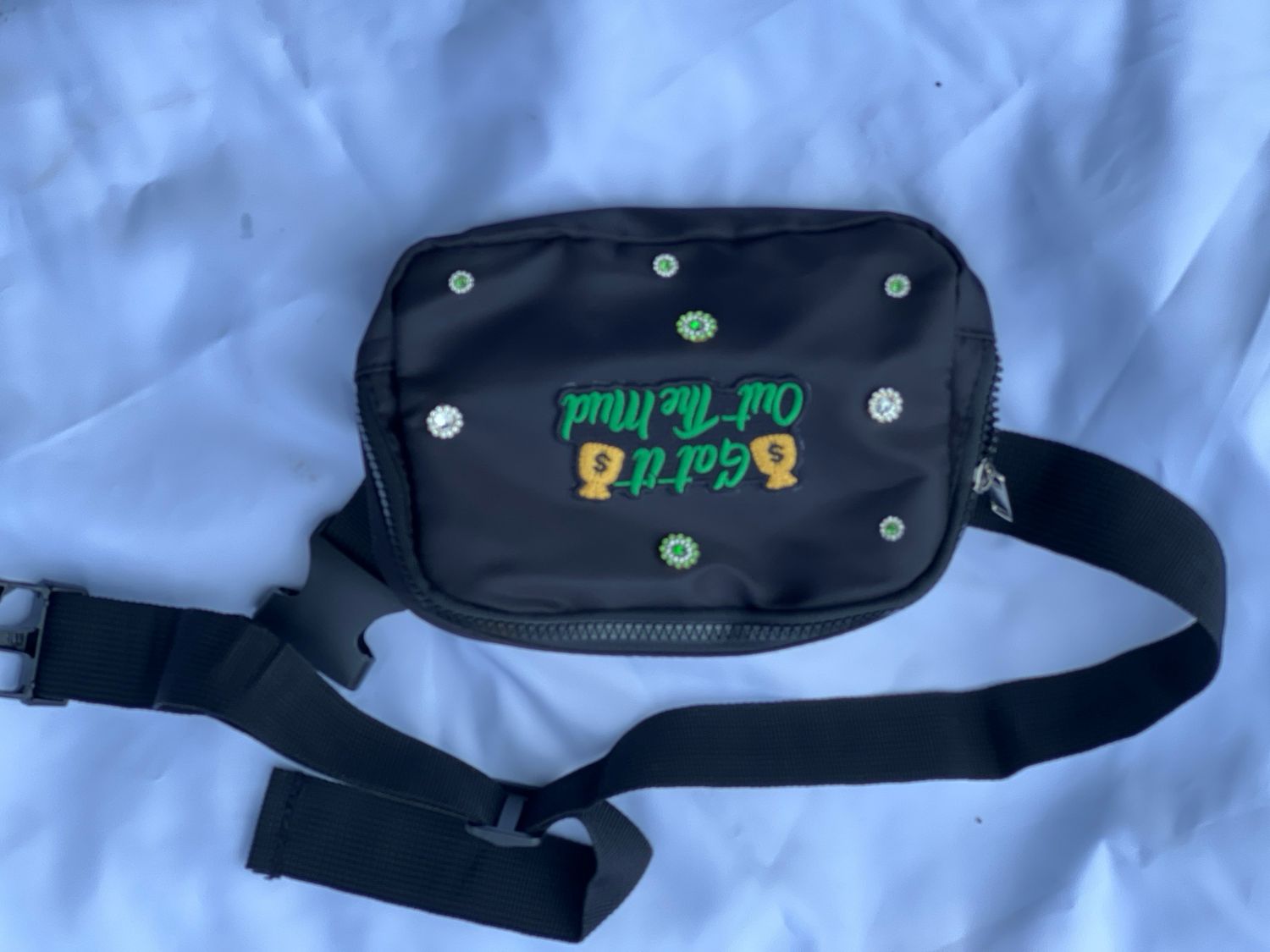 Patched And Bedazzled Waist Bag.