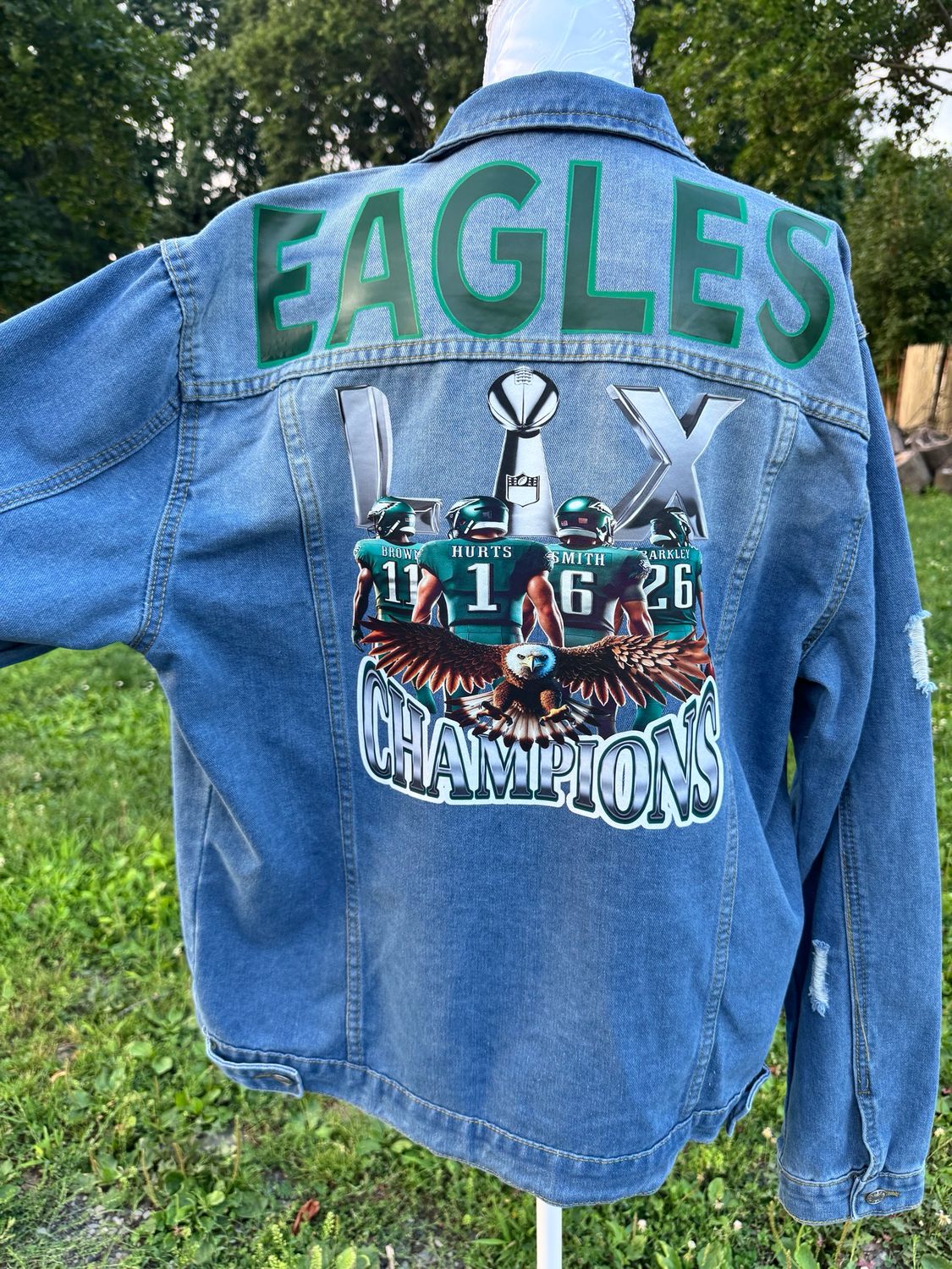 Custom Philadelphia Eagles Super Bowl Championship Denim Jacket