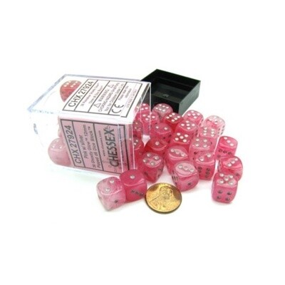 Chessex Ghostly Glow 12mm d6 Pink/Silver Block (36)
