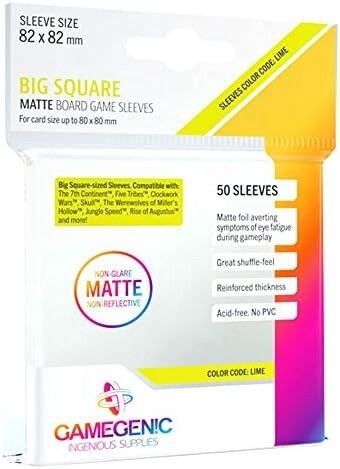 Gamegenic Matte Board Game Sleeves - Big Square Sized (82mm x 82mm) - 50 Sleeves Per Pack