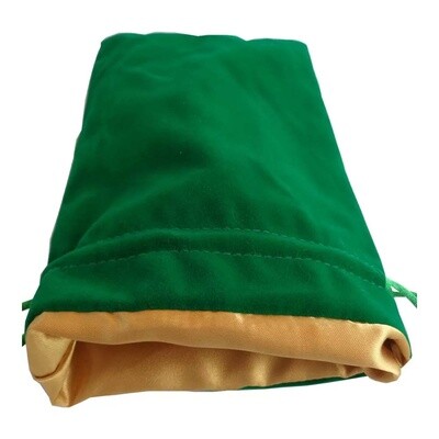 Large Green Velvet  Dice Bag with Gold Satin