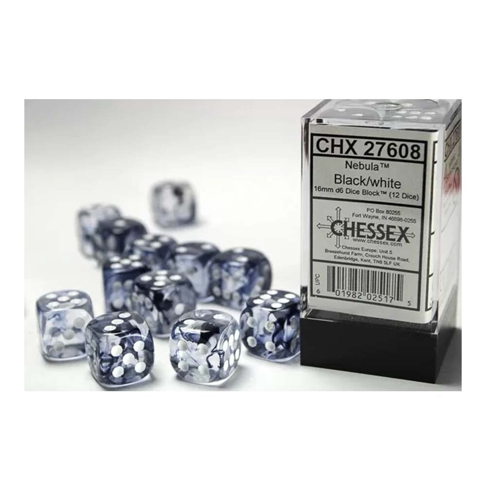 Chessex – Signature 16mm d6 (12 Dice) Nebula Black