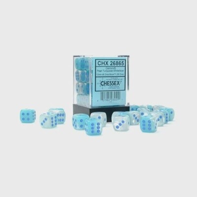 Chessex - Gemini 12mm D6 Pearl Turquoise-White/Blue Luminary Block (36)