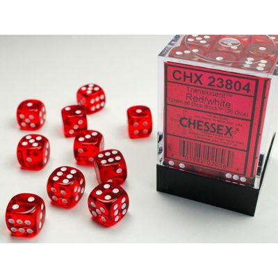 Chessex – Translucent 12mm d6 (36 Dice) Red/white