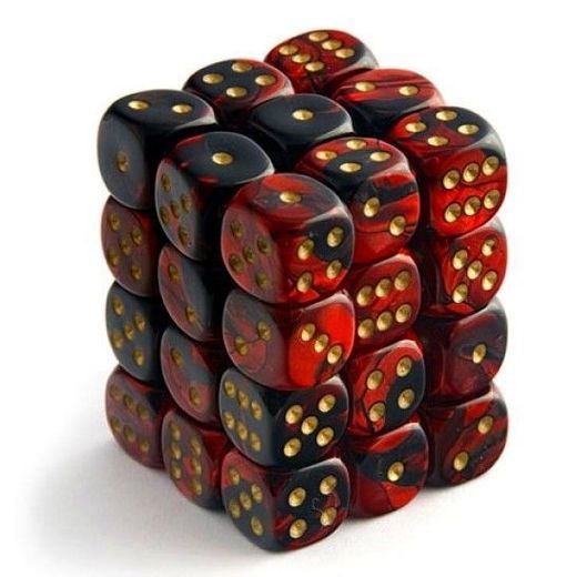 Chessex-Gemini 12mm d6(36 Dice) Black-Red/Gold