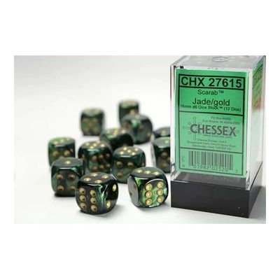 Chessex – Signature 16mm d6 (12 Dice) Jade/Gold