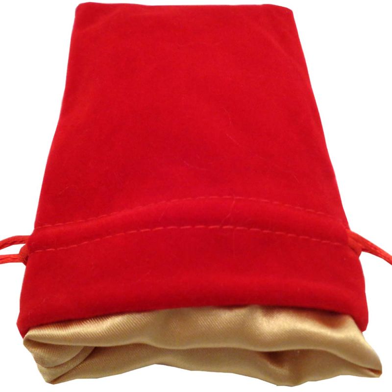 MDG – Dice Bag Medium Red Velvet with Gold Satin Lining