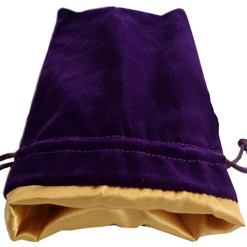 MDG – Purple Velvet Medium Dice Bag with Gold Satin