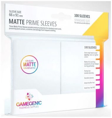 Gamegenic Matte Prime Card Sleeves White (66mm x 91mm) (100 Sleeves Per Pack)