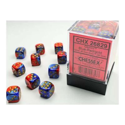 Chessex-Gemini 12mm d6(36 Dice) Blue-Red/Gold