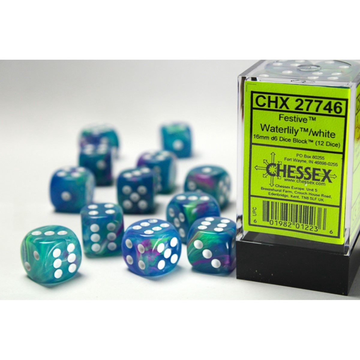 Chessex – Signature 16mm d6 (12 Dice) Festive Water