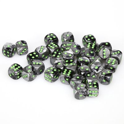 Chessex Gemini Black-Grey/Green 12mm D6 Dice (36 dice)