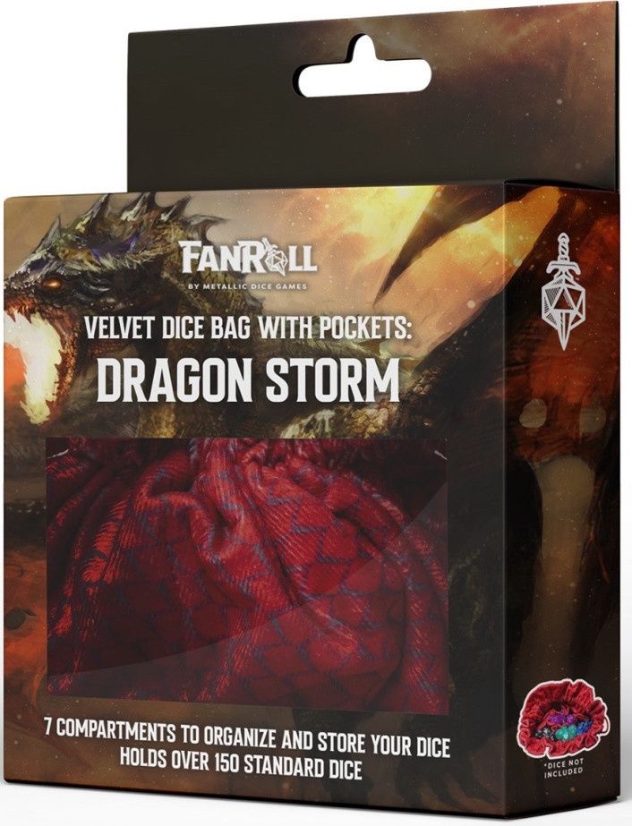MDG Dice Bag Dragon Storm Velvet Compartment Red Dragon Scales